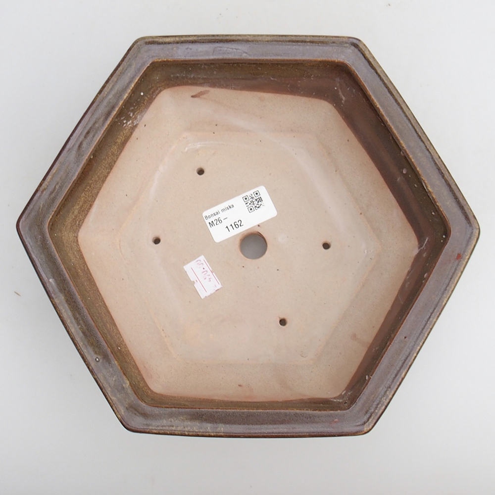 Ceramic bonsai bowl 23 x 21 x 7,5 cm, green-brown