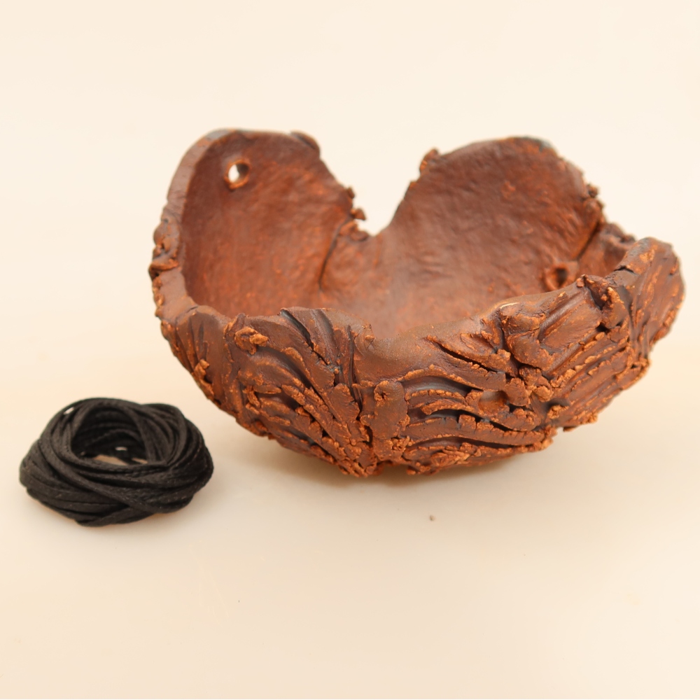 Ceramic Kokedama Pot, 10.5 x 9 x 6.5 cm, brown