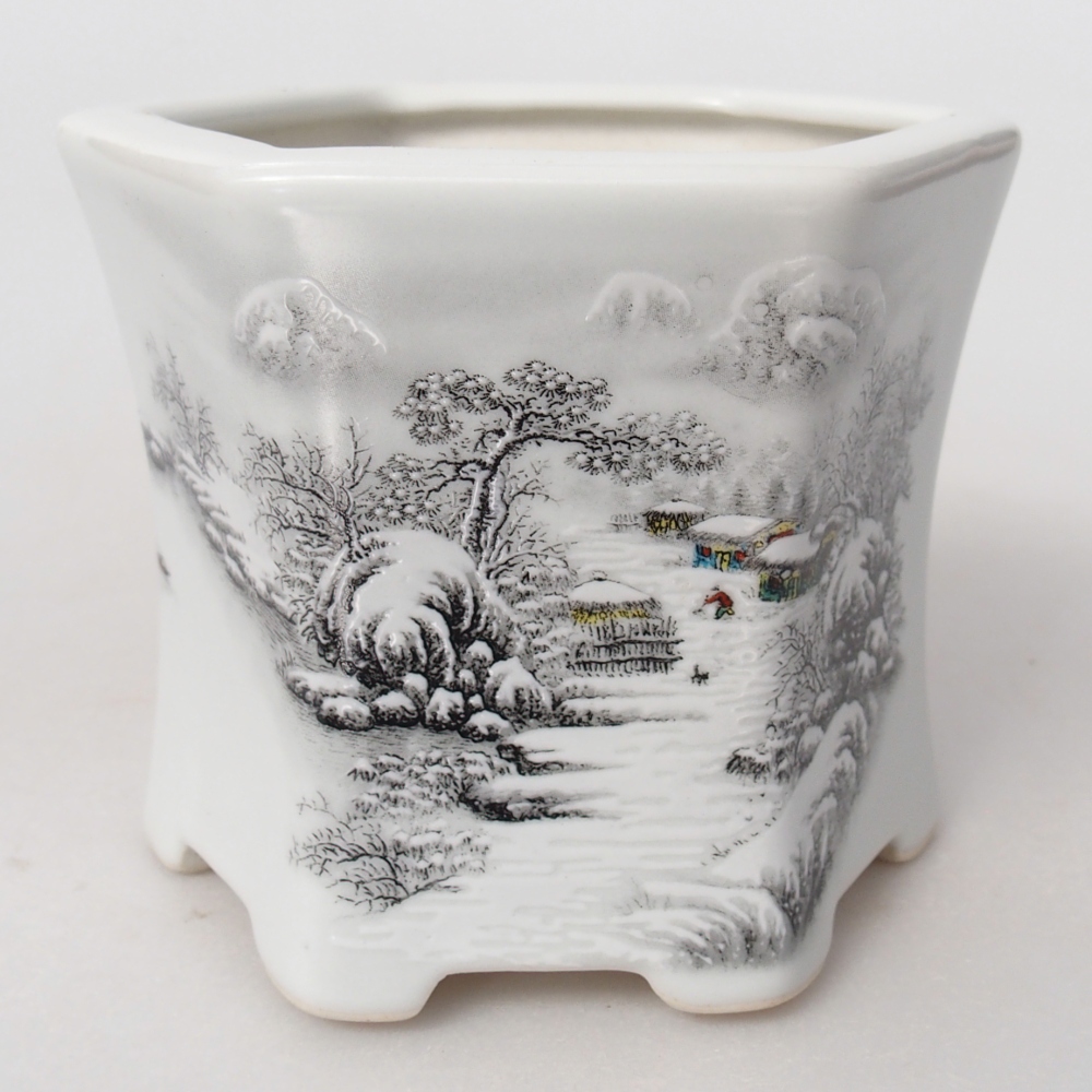 Ceramic bonsai bowl 10,5 x 9,5 x 9 cm, colour white