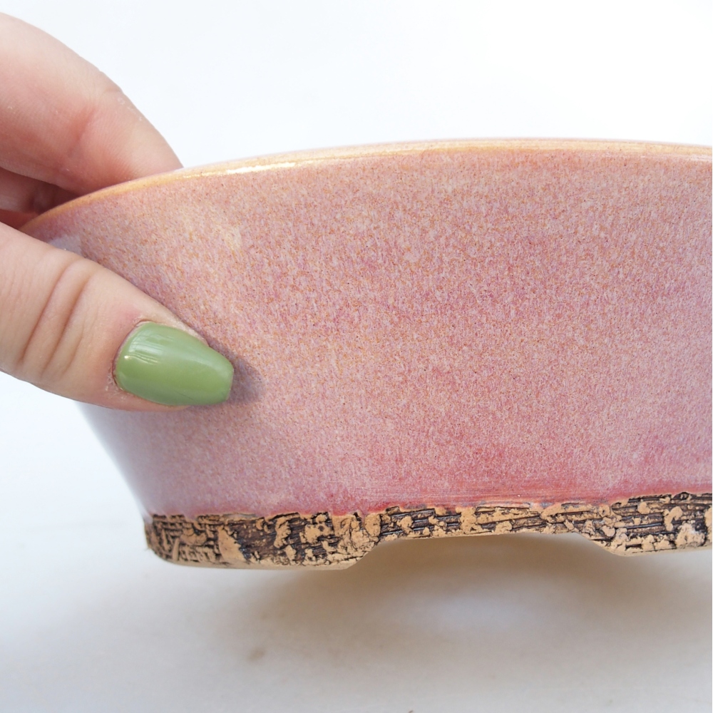 Ceramic bonsai bowl 19 x 19 x 6 cm, pink