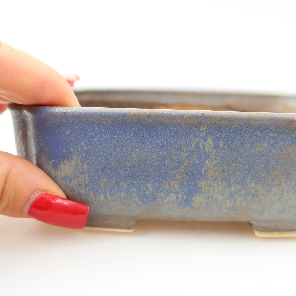 Ceramic bonsai pot, 13.5 x 12 x 4 cm, blue