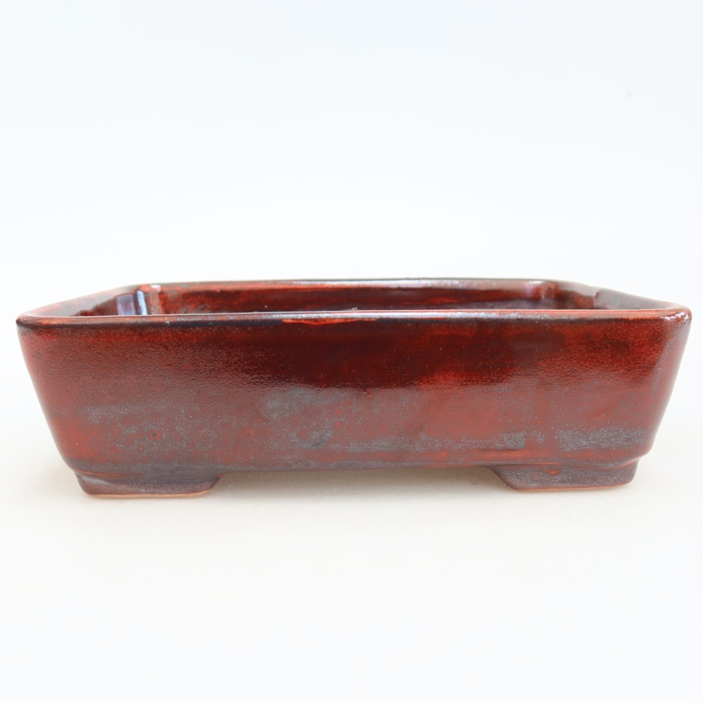Ceramic bonsai pot, 18 x 13 x 5 cm, red