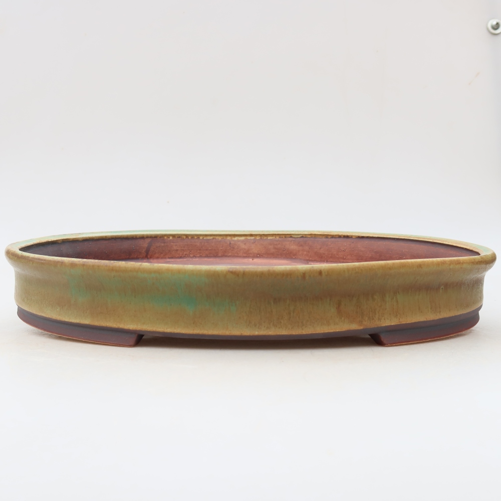 Ceramic bonsai bowl 31 x 27 x 4,5 cm, green