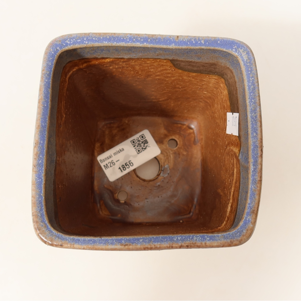 Ceramic bonsai pot, 10.5 x 10.5 x 12 cm, blue
