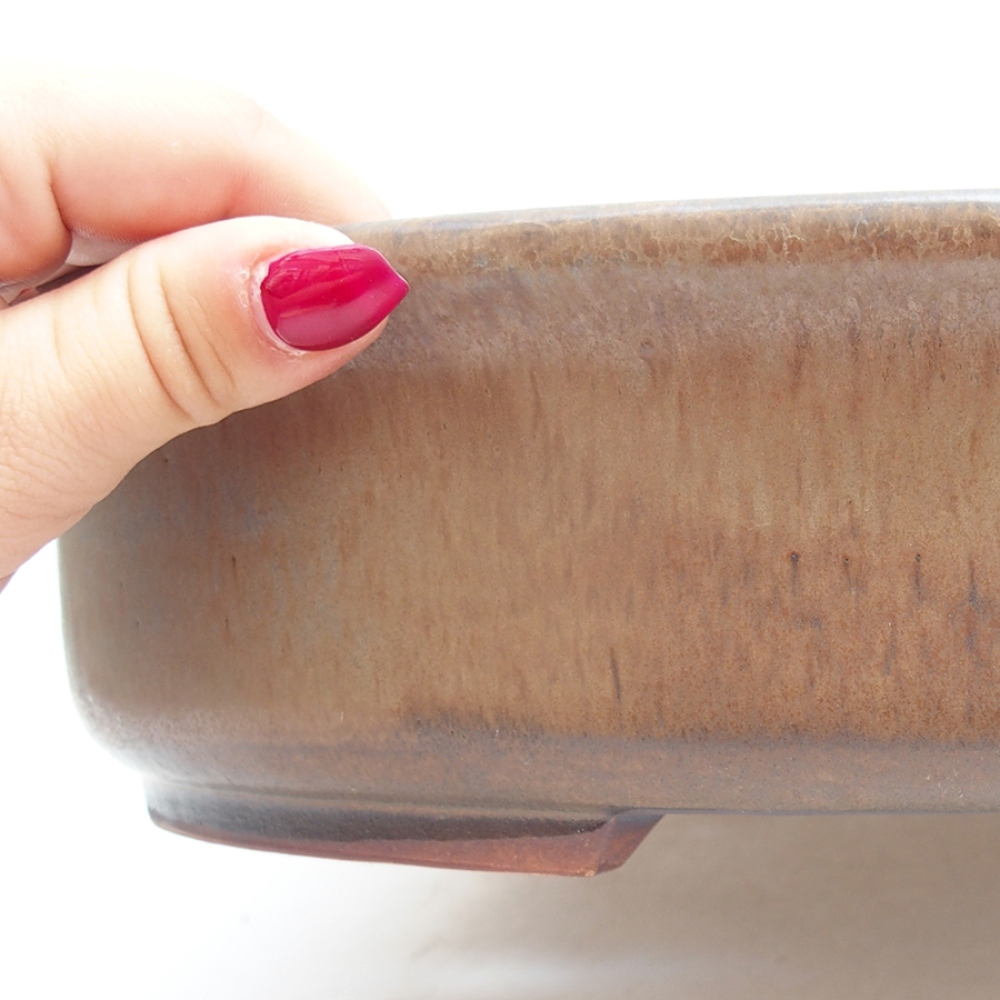 Ceramic bonsai bowl 32,5 x 28,5 x 7,5 cm, color brown