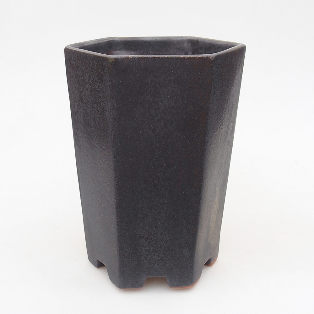 Ceramic bonsai bowl 13 x 11,5 x 17 cm, green-grey