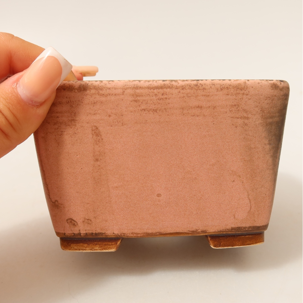 Ceramic bonsai pot, 10.5 x 10.5 x 7 cm, pink