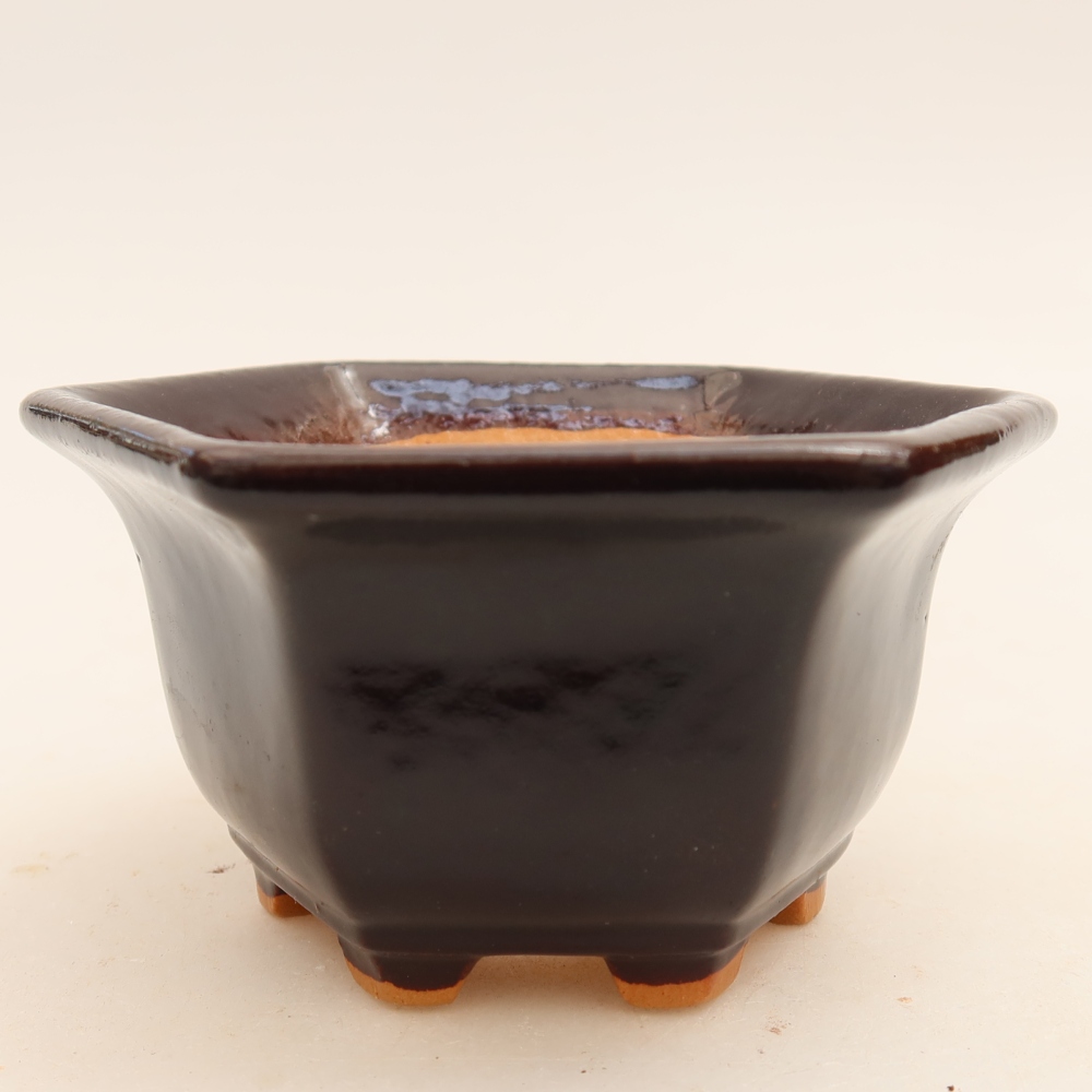 Ceramic bonsai pot, 10.5 x 9.5 x 5.5 cm, black
