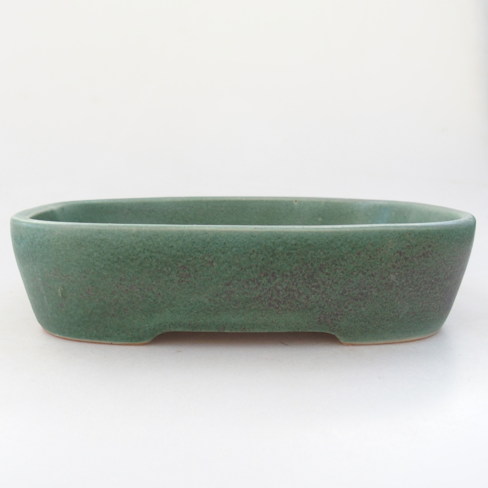 Ceramic bonsai bowl 22,5 x 17,5 x 5,5 cm, green