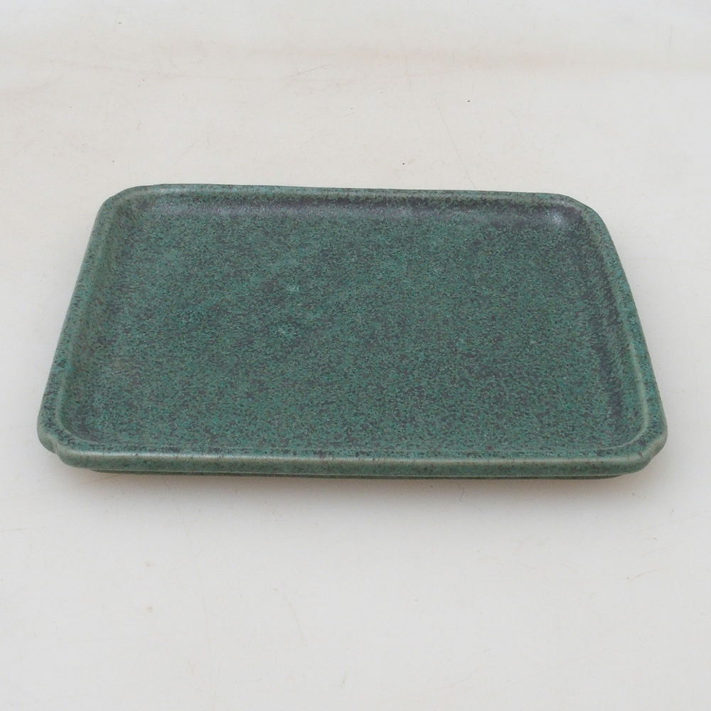 Bonsai bowl rectangle D5-M - 12.5 x 10.5 x 1 cm - green