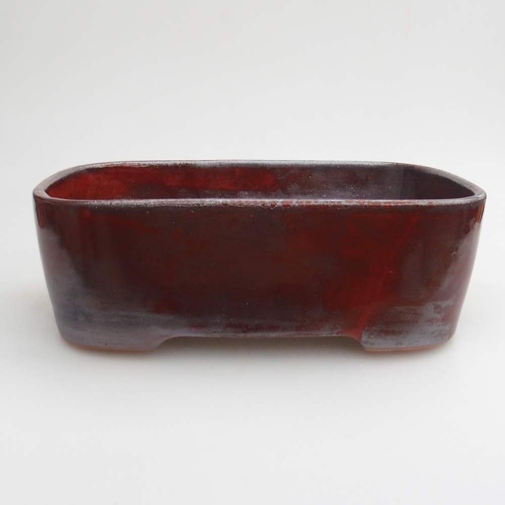 Ceramic bonsai bowl 23 x 17 x 7,5 cm, colour red