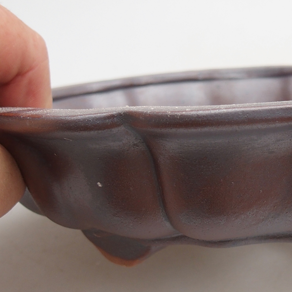 Ceramic bonsai bowl 18 x 18 x 4,5 cm, metal colour
