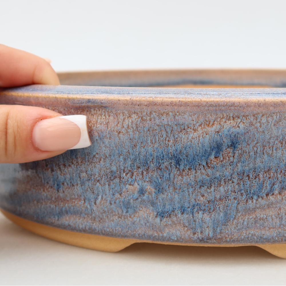 Ceramic bonsai pot, 27 x 27 x 6.5 cm, blue
