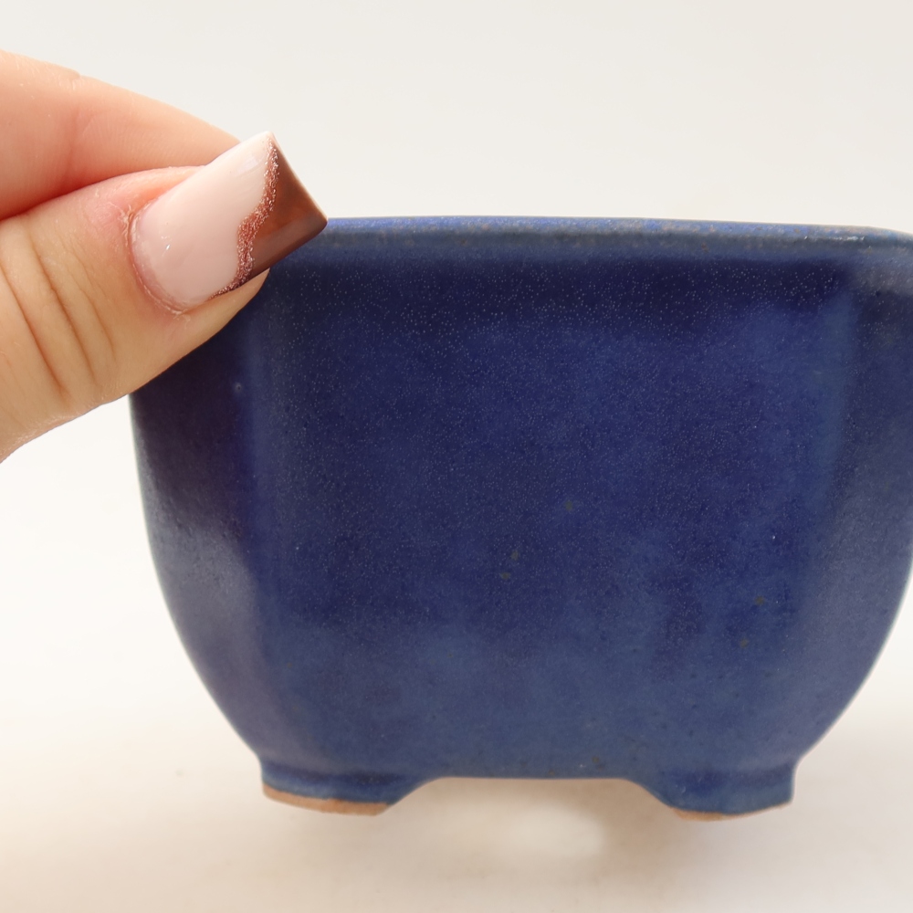 Ceramic bonsai pot, 10 x 10 x 6.5 cm, blue