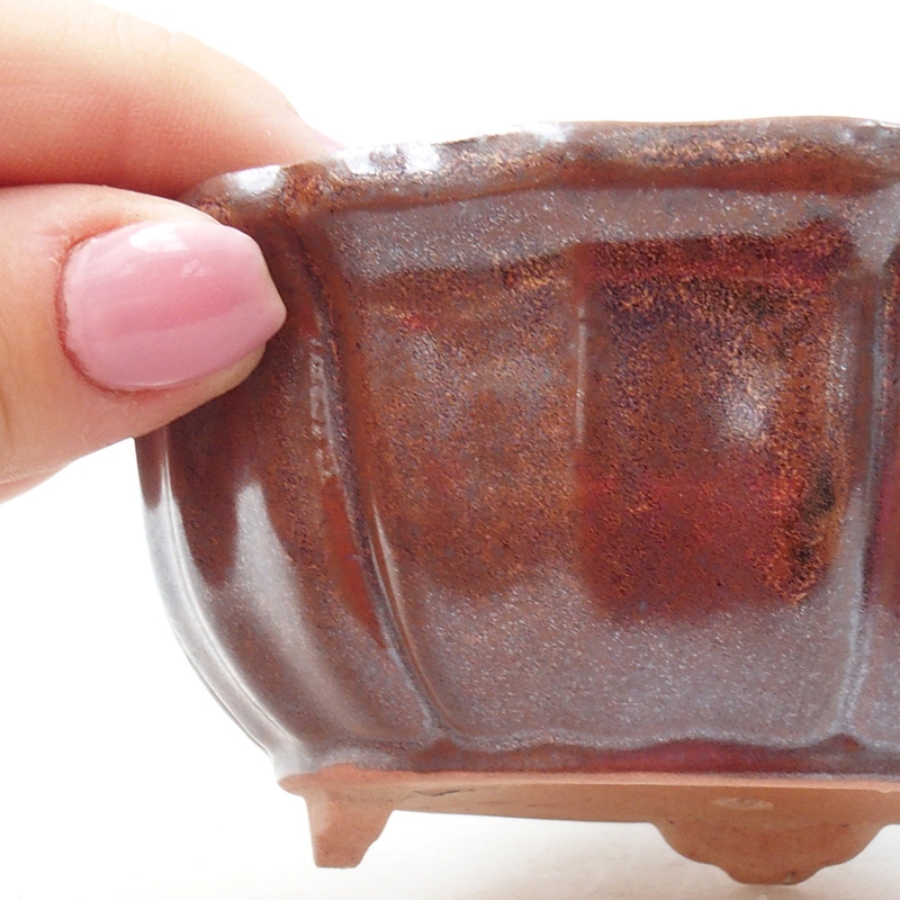 Ceramic bonsai bowl 11 x 11 x 5 cm, color brown
