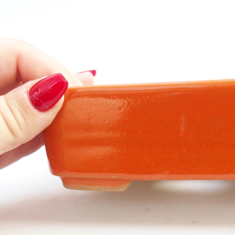 Ceramic bonsai bowl 14,5 x 10,5 x 4,5 cm, orange