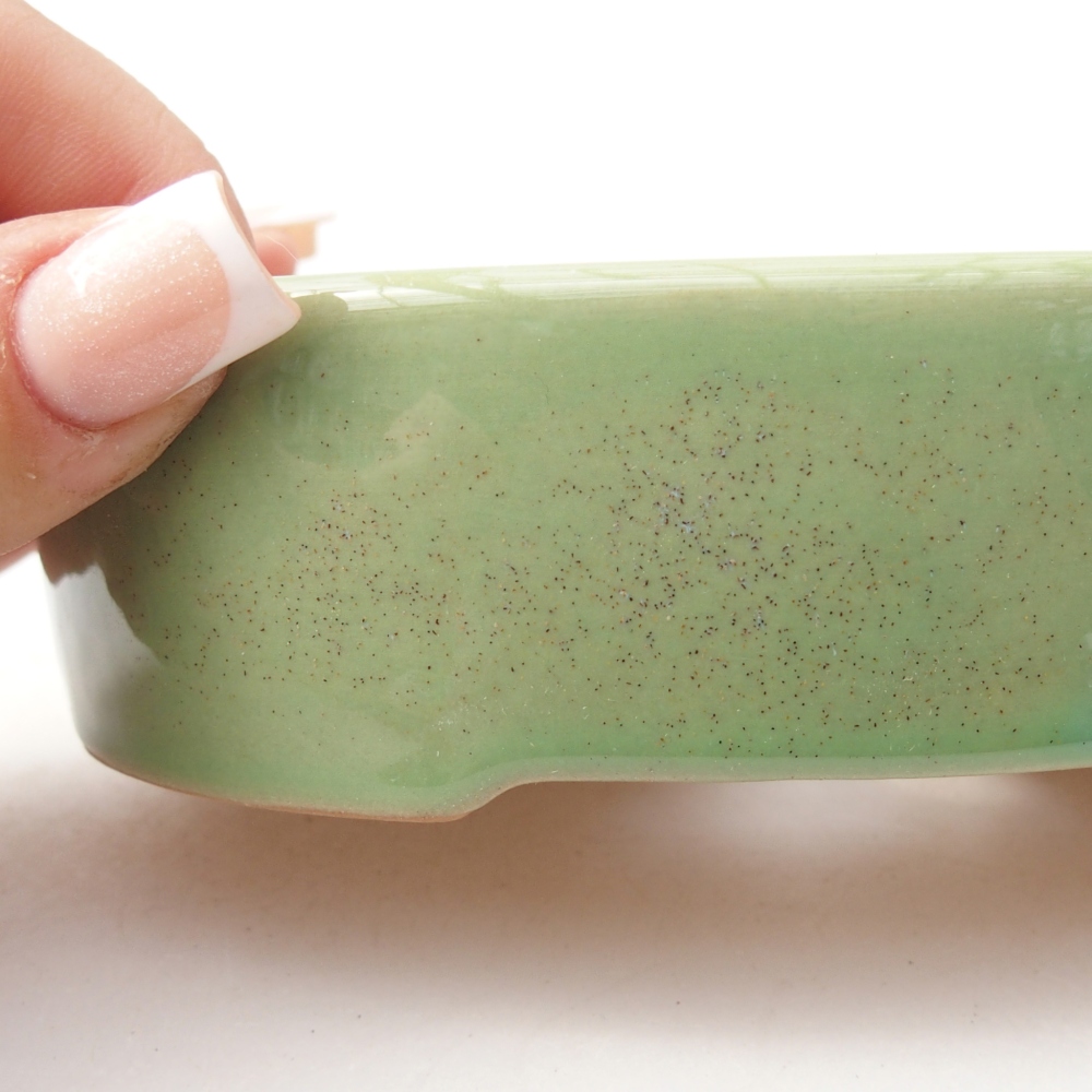 Ceramic bonsai bowl 12,5 x 10 x 3,5 cm, green