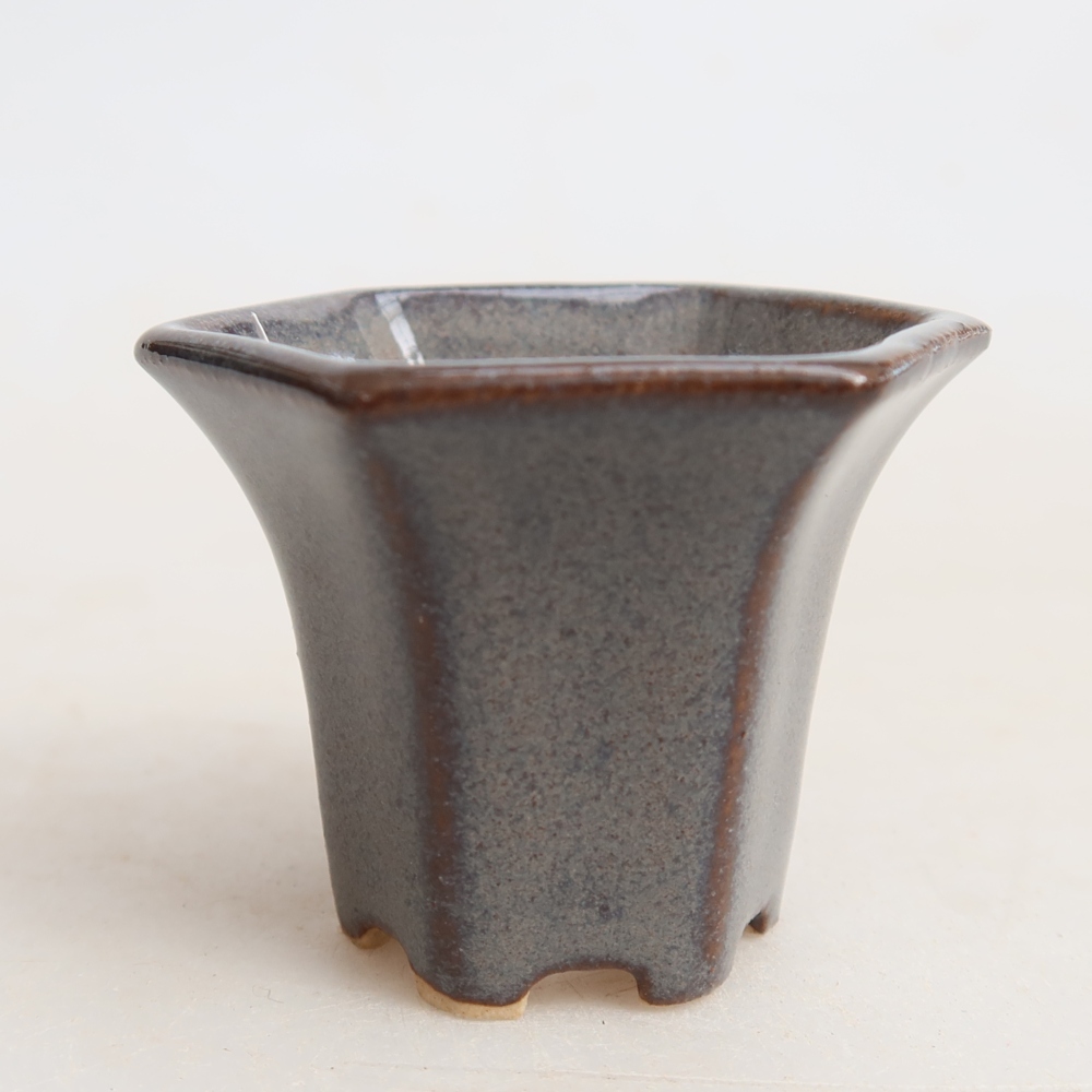 Ceramic bonsai pot, 4.5 x 4 x 3.5 cm, gray