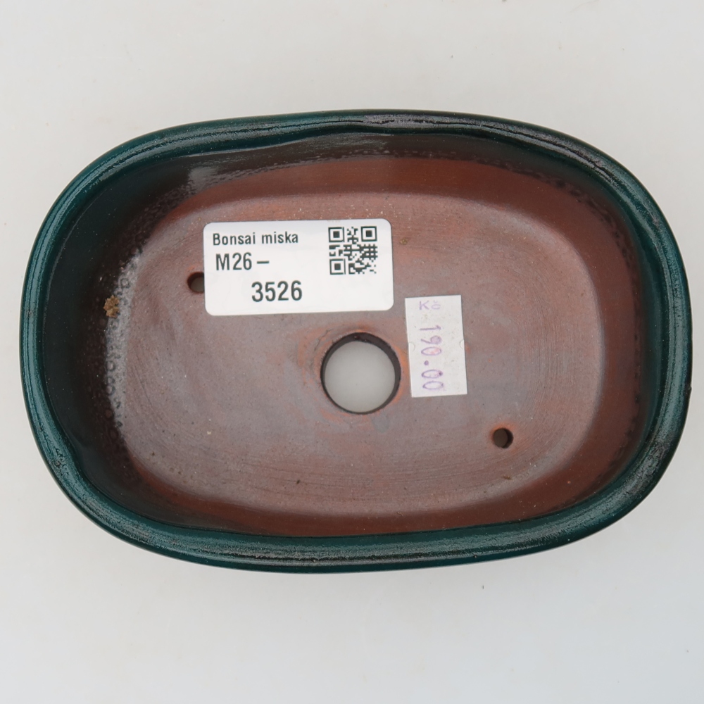 Ceramic bonsai pot, 13 x 8.5 x 4 cm, green