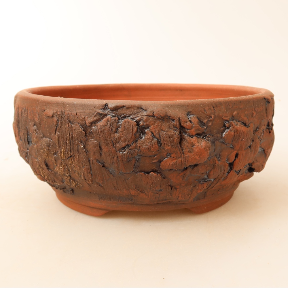 Ceramic bonsai pot, 16 x 16 x 6.5 cm, brown