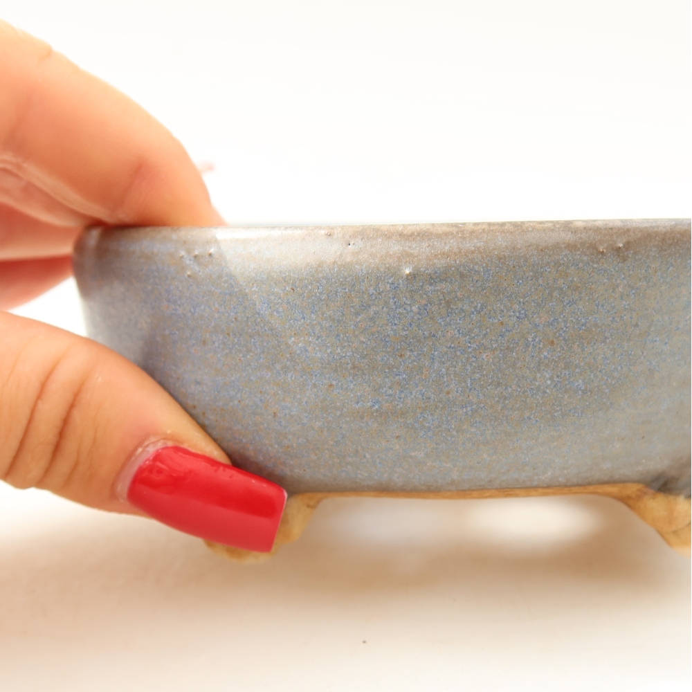 Ceramic bonsai pot, 10.5 x 10.5 x 4 cm, blue