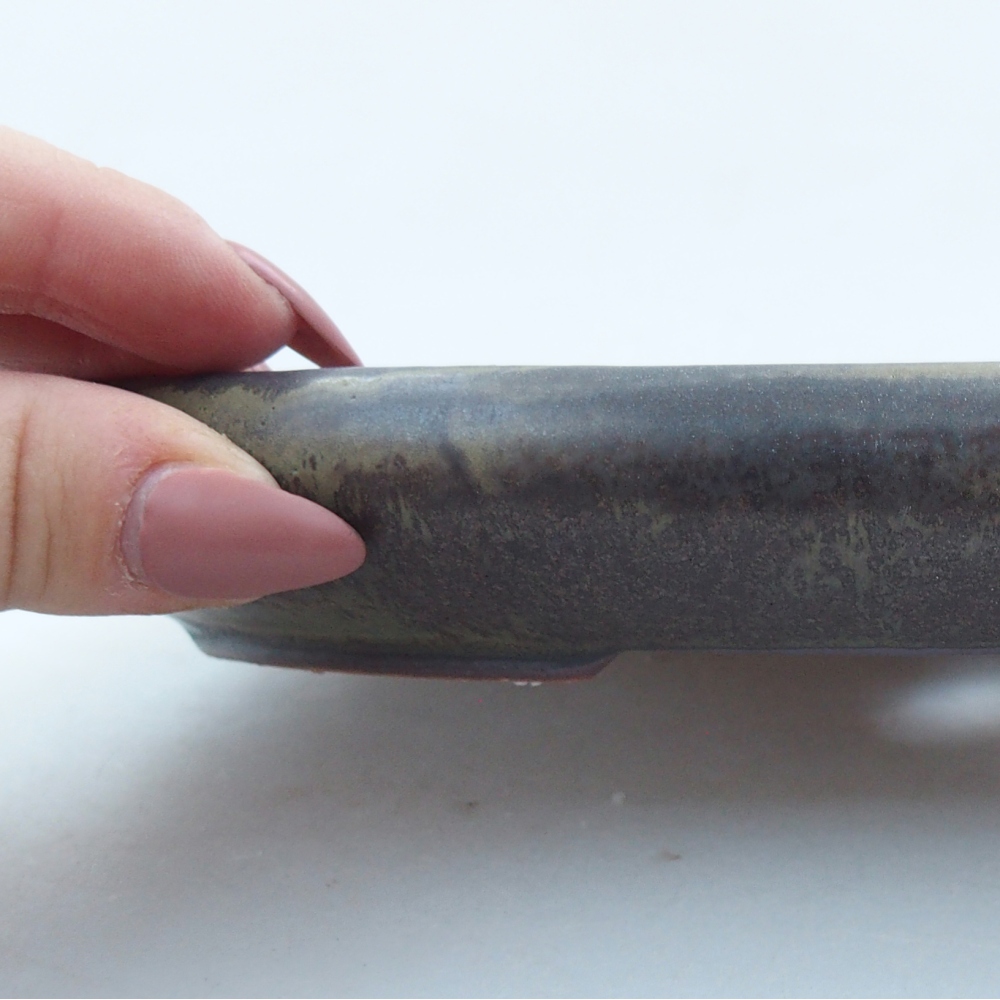 Ceramic bonsai bowl 22,5 x 16,5 x 3 cm, green