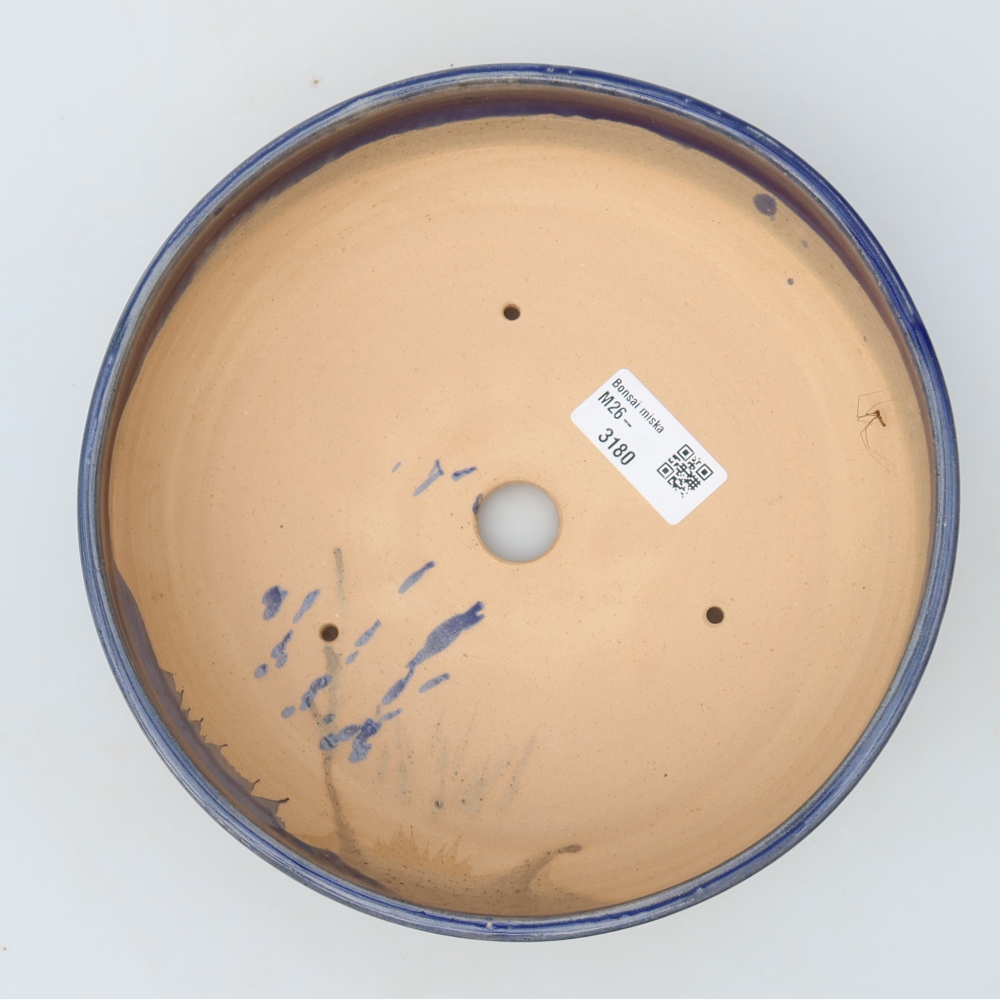 Ceramic bonsai pot, 20 x 20 x 6.5 cm, blue