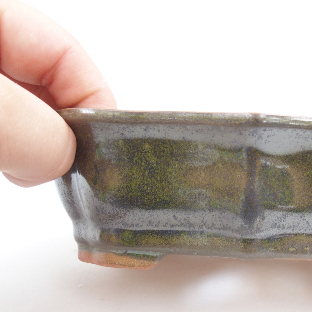 Ceramic bonsai bowl 15,5 x 11 x 4,5 cm, color green