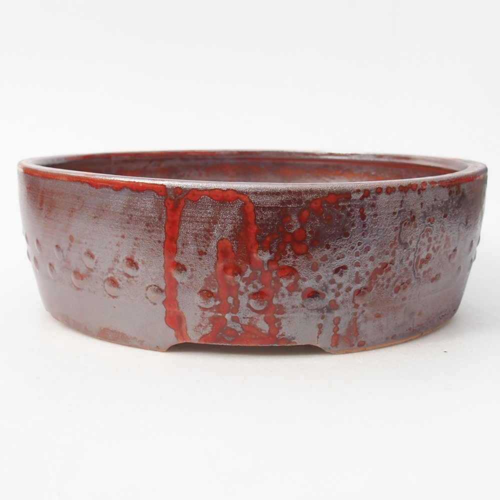 Ceramic bonsai bowl 24,5 x 24,5 x 7 cm, colour red