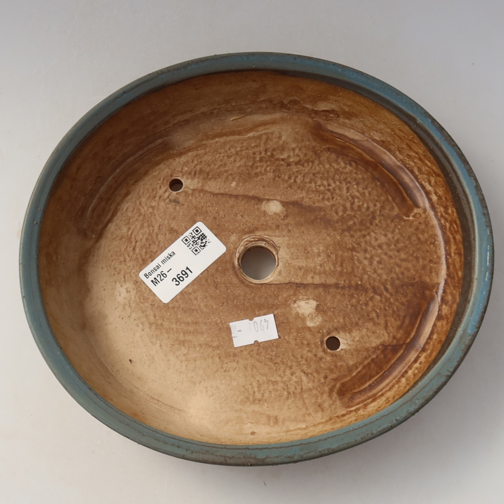 Ceramic bonsai pot, 21 x 19 x 4.5 cm, blue