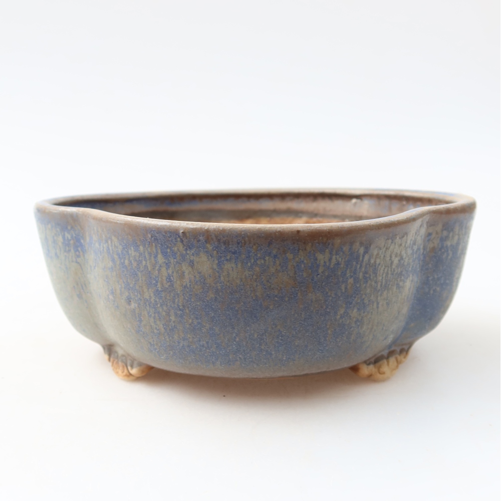 Ceramic bonsai pot, 13.5 x 12.5 x 5 cm, blue