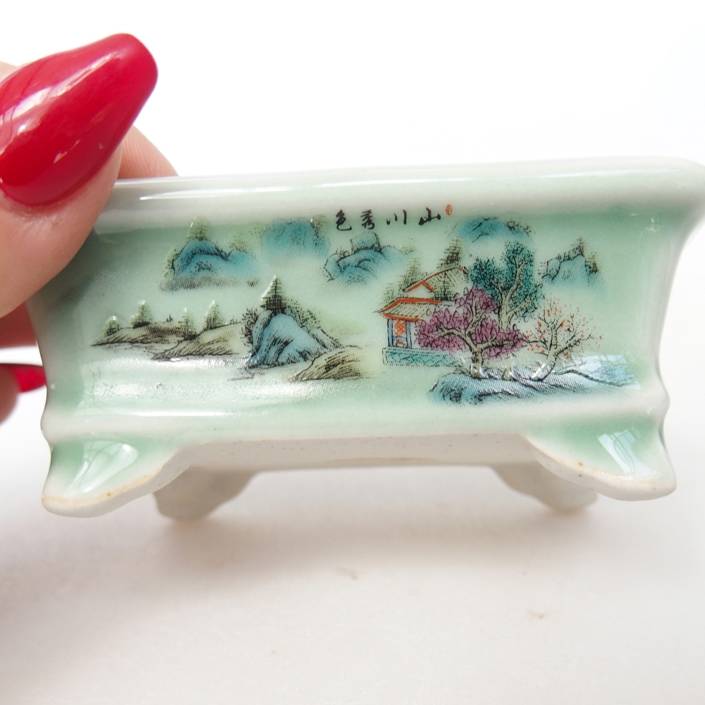 Mini bonsai bowl 8 x 6 x 3 cm, green