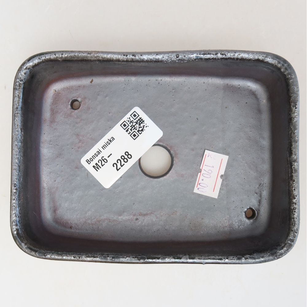 Ceramic bonsai pot, 13 x 9.5 x 3.5 cm, metallic color