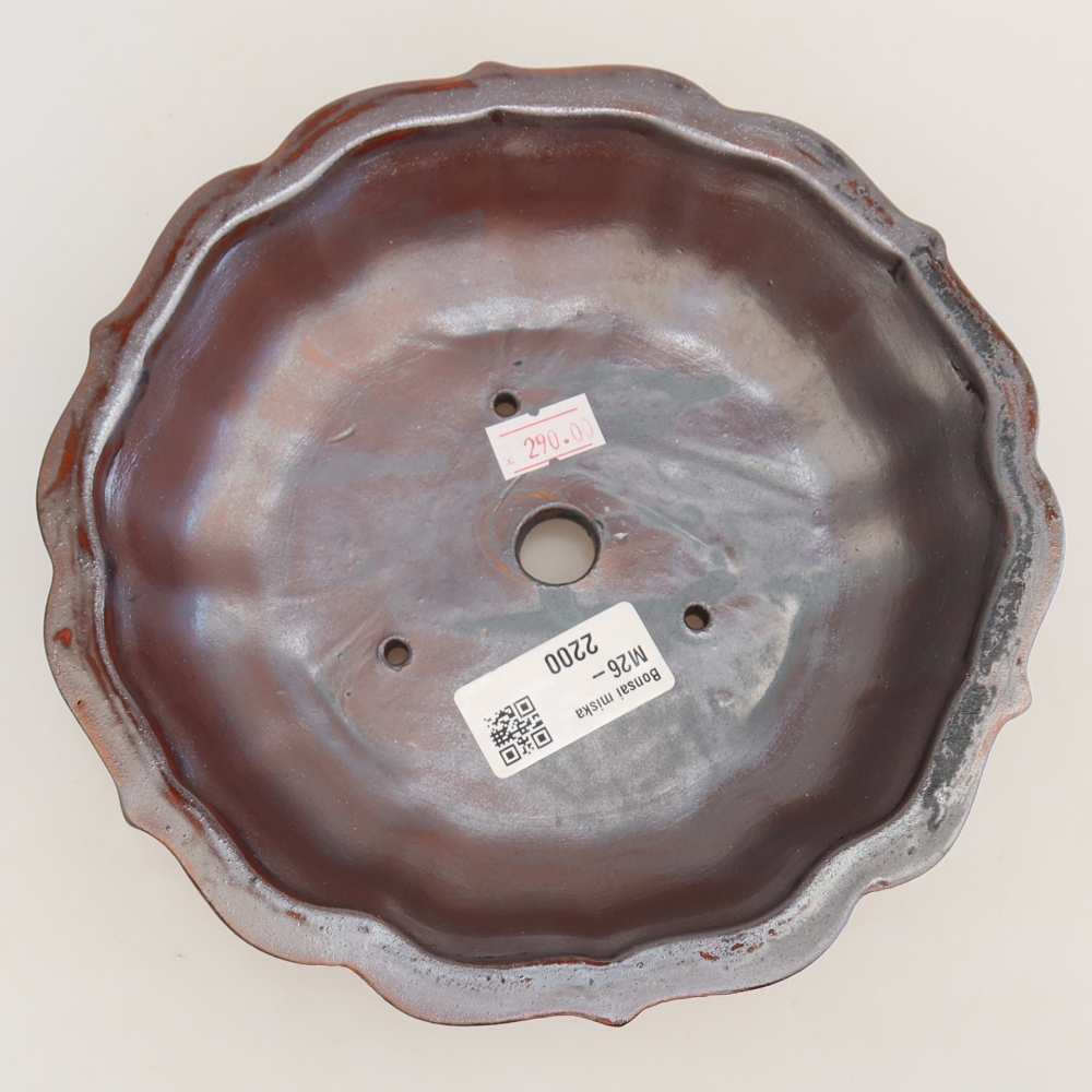 Ceramic bonsai pot, 18.5 x 18.5 x 5 cm, metallic color