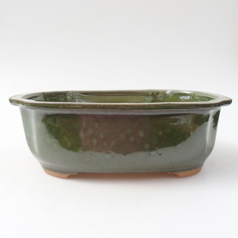 Ceramic bonsai bowl 22 x 18 x 7 cm, color green