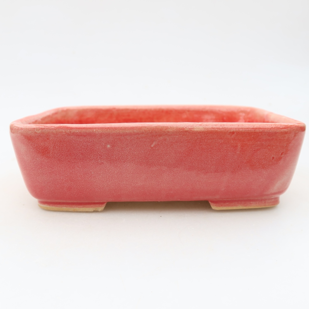Ceramic bonsai pot, 15 x 12.5 x 4.5 cm, red