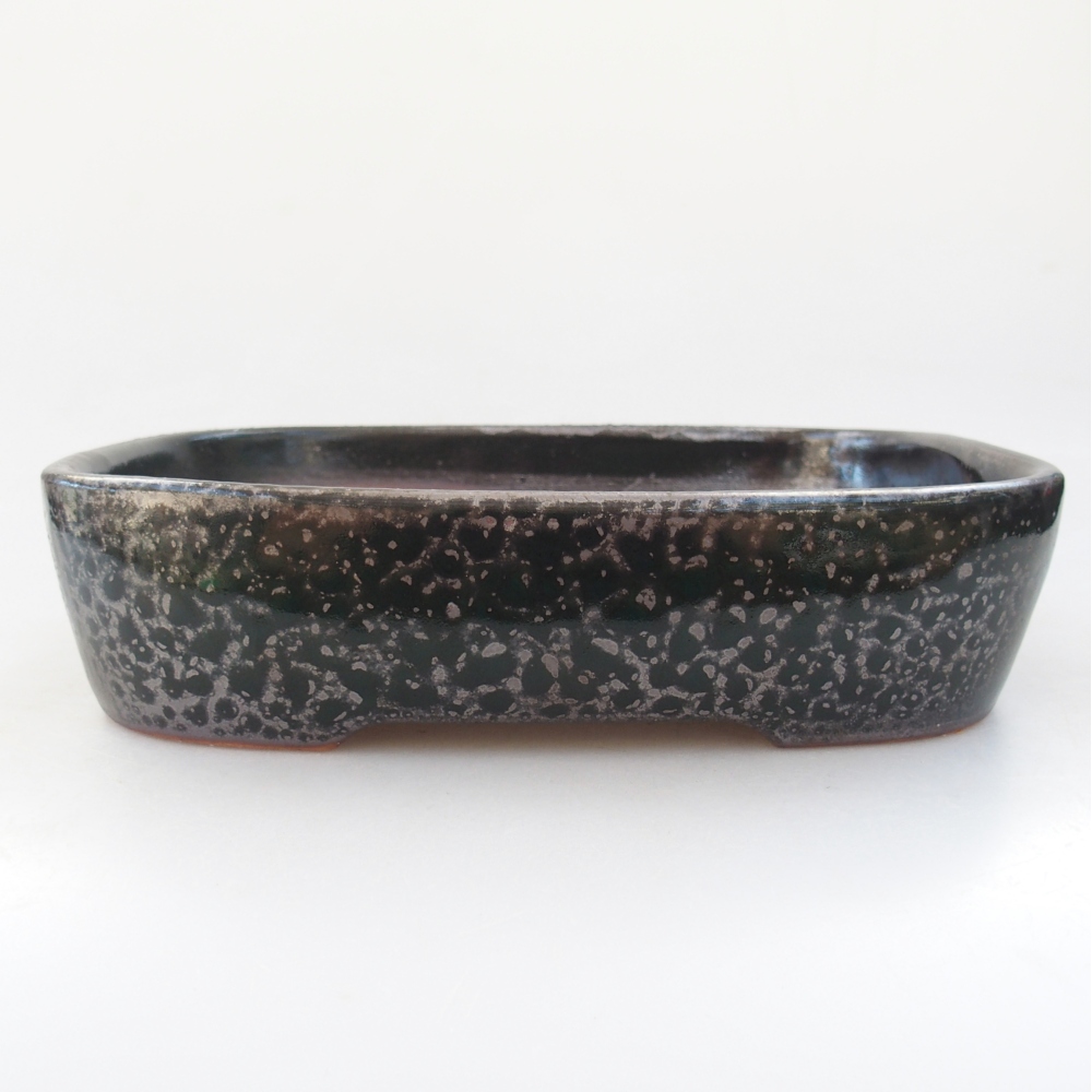 Ceramic bonsai bowl 22,5 x 17,5 x 5,5 cm, green