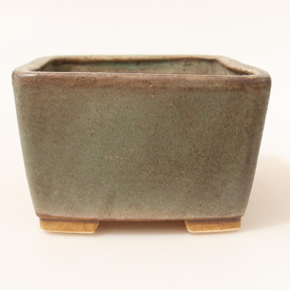 Ceramic bonsai pot, 10.5 x 10.5 x 7 cm, green