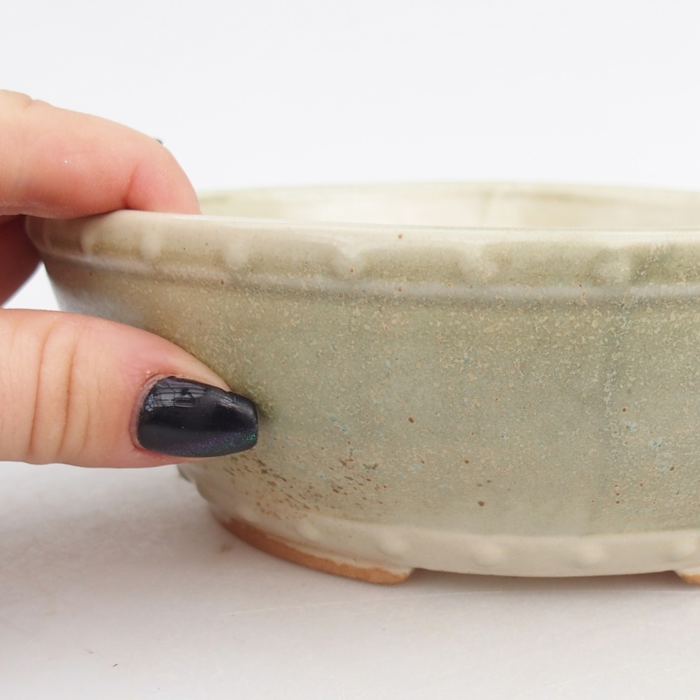 Ceramic bonsai bowl 18 x 18 x 5,5 cm, green