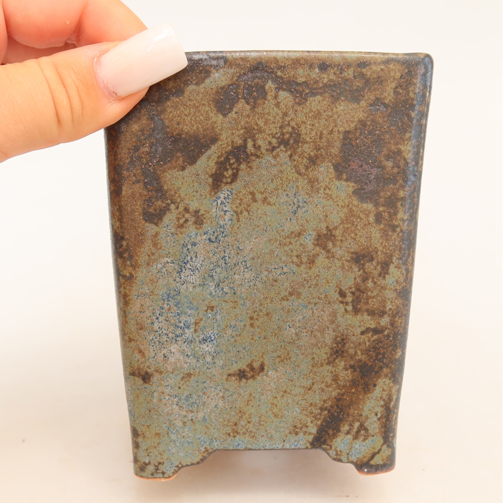Ceramic bonsai pot, 9 x 9 x 11.5 cm, brown