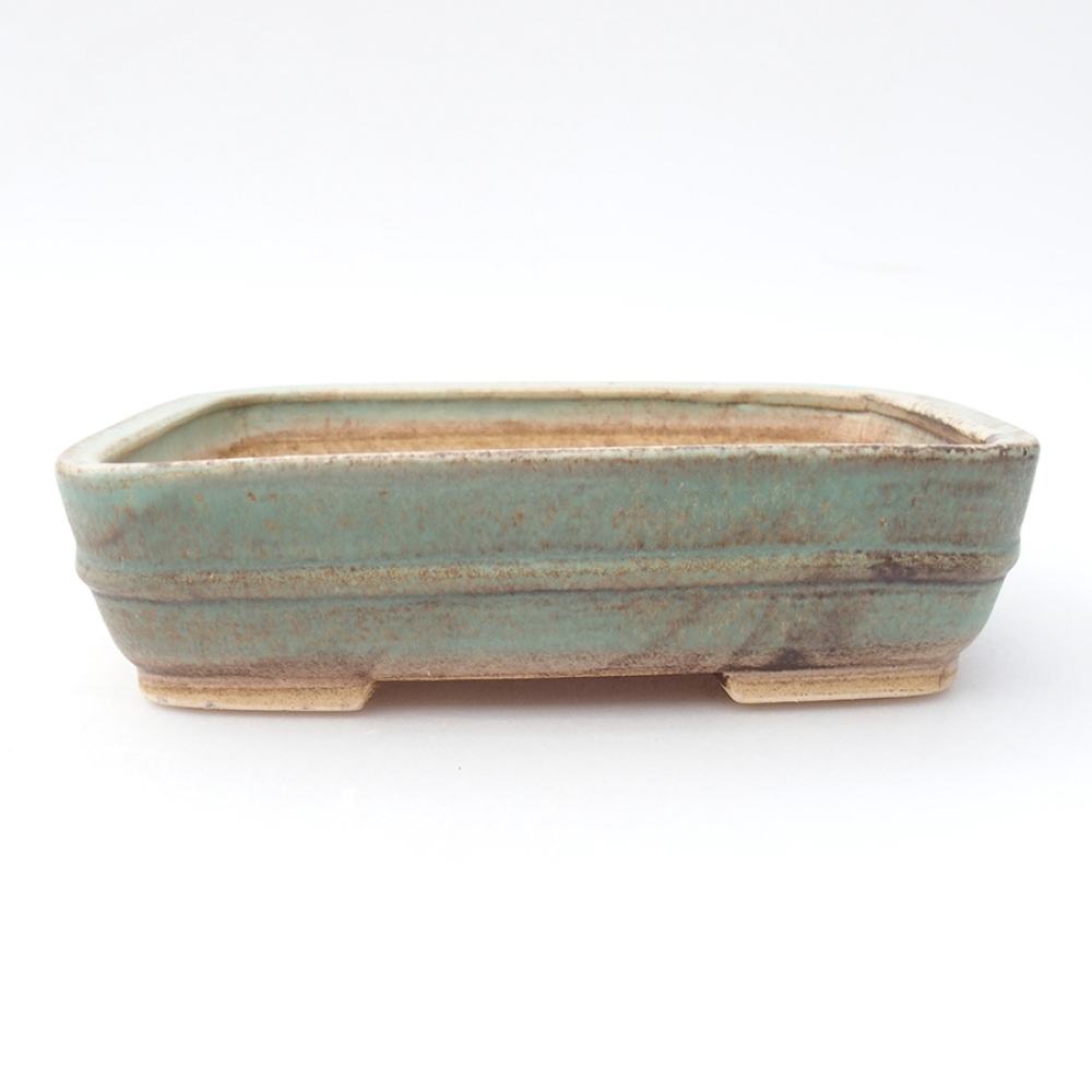 Ceramic bonsai bowl 17,5 x 14 x 4,5 cm, color green