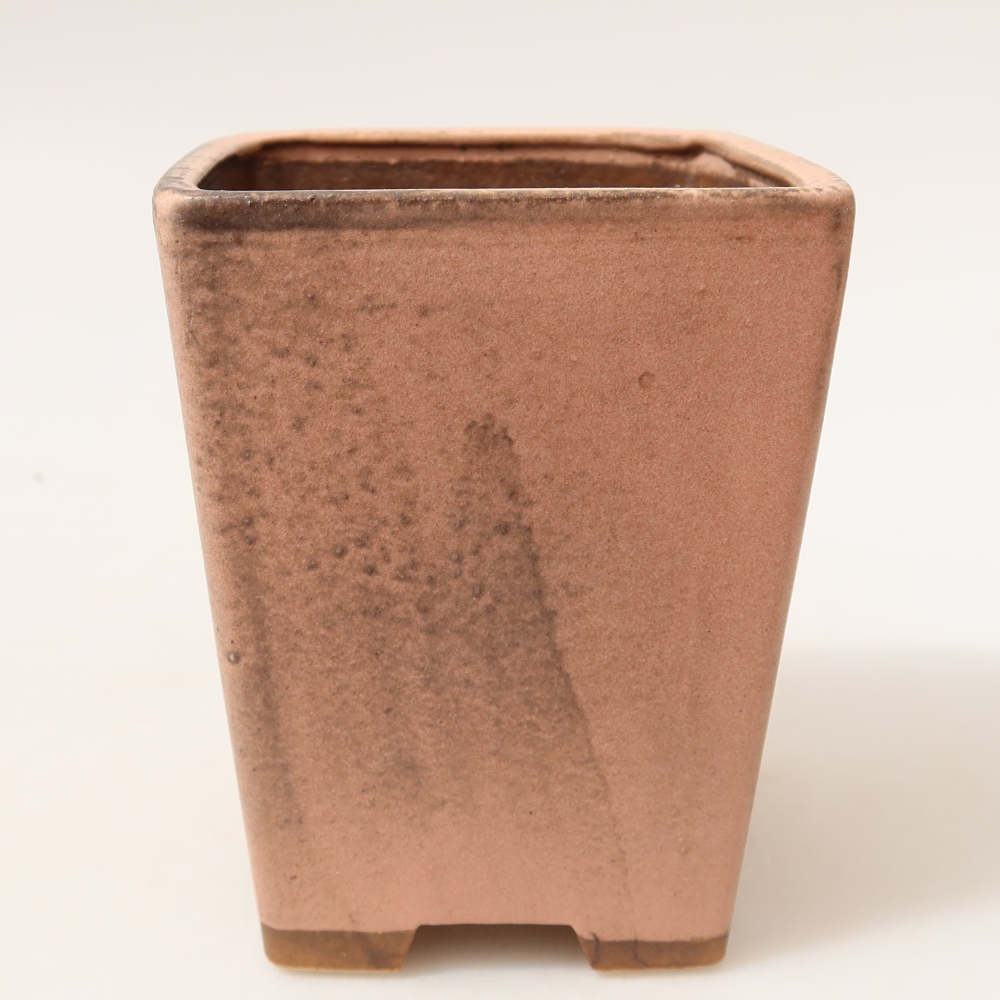 Ceramic bonsai pot, 8.5 x 8.5 x 10.5 cm, pink