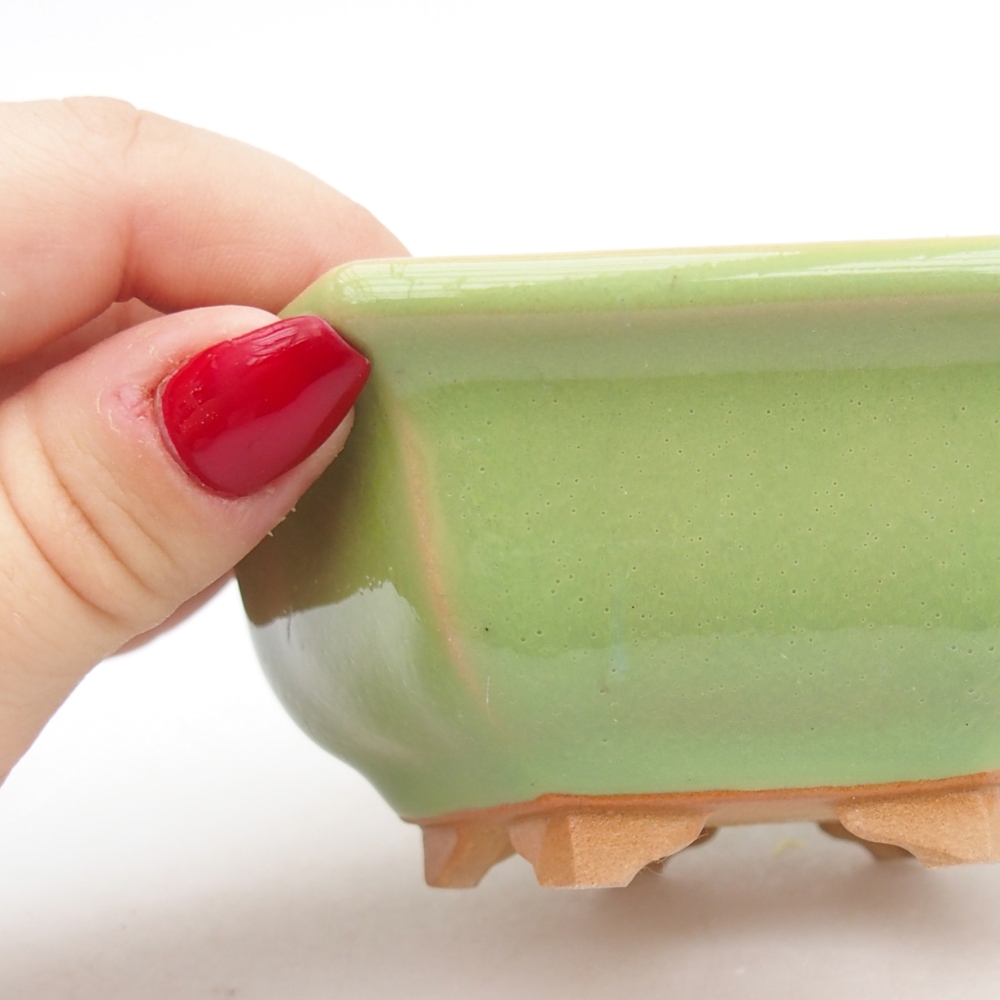 Ceramic bonsai bowl 12 x 10,5 x 4,5 cm, green