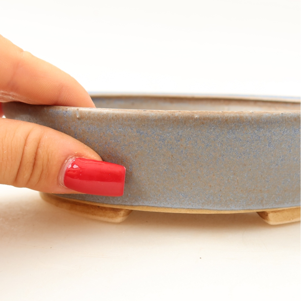 Ceramic bonsai pot, 15 x 14 x 4 cm, blue