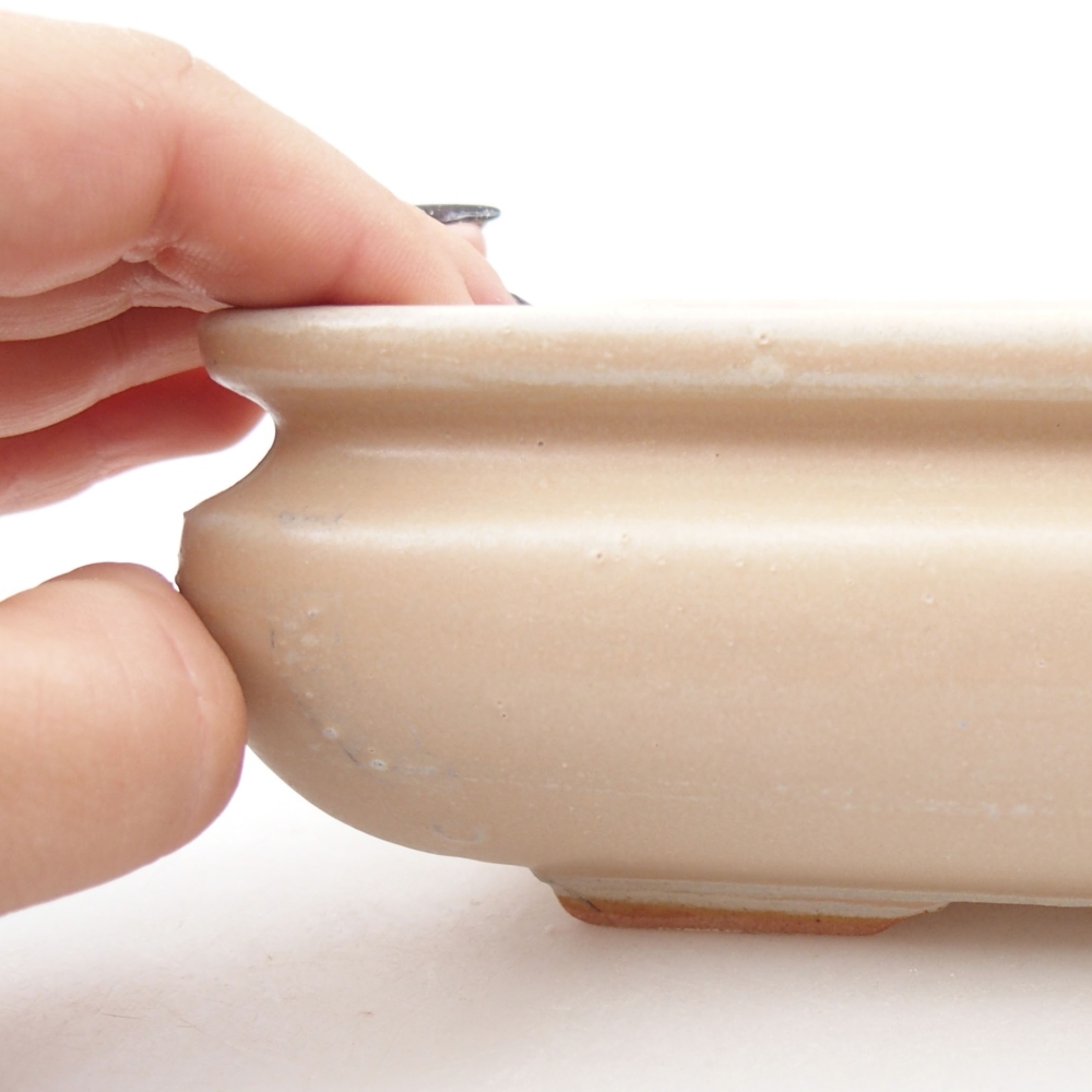 Ceramic bonsai bowl 15,5 x 15,5 x 6 cm, color beige