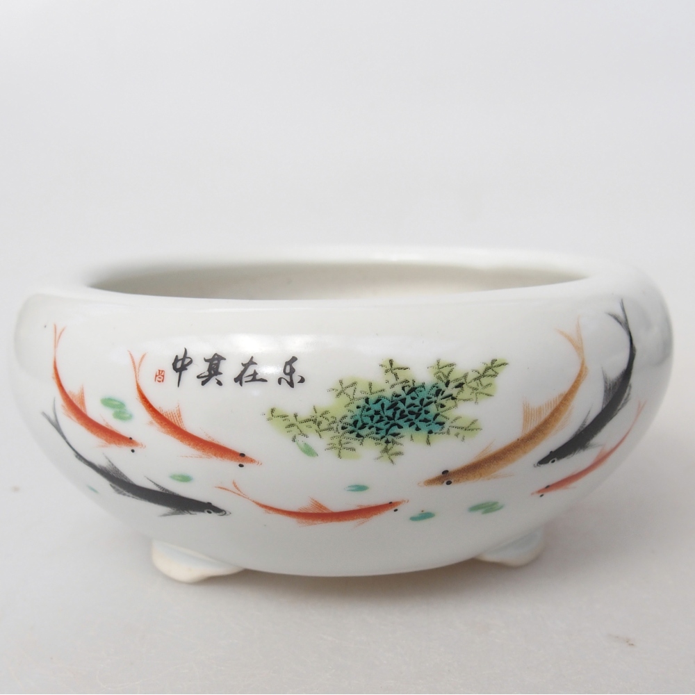 Ceramic bonsai bowl 10 x 10 x 5 cm, colour white