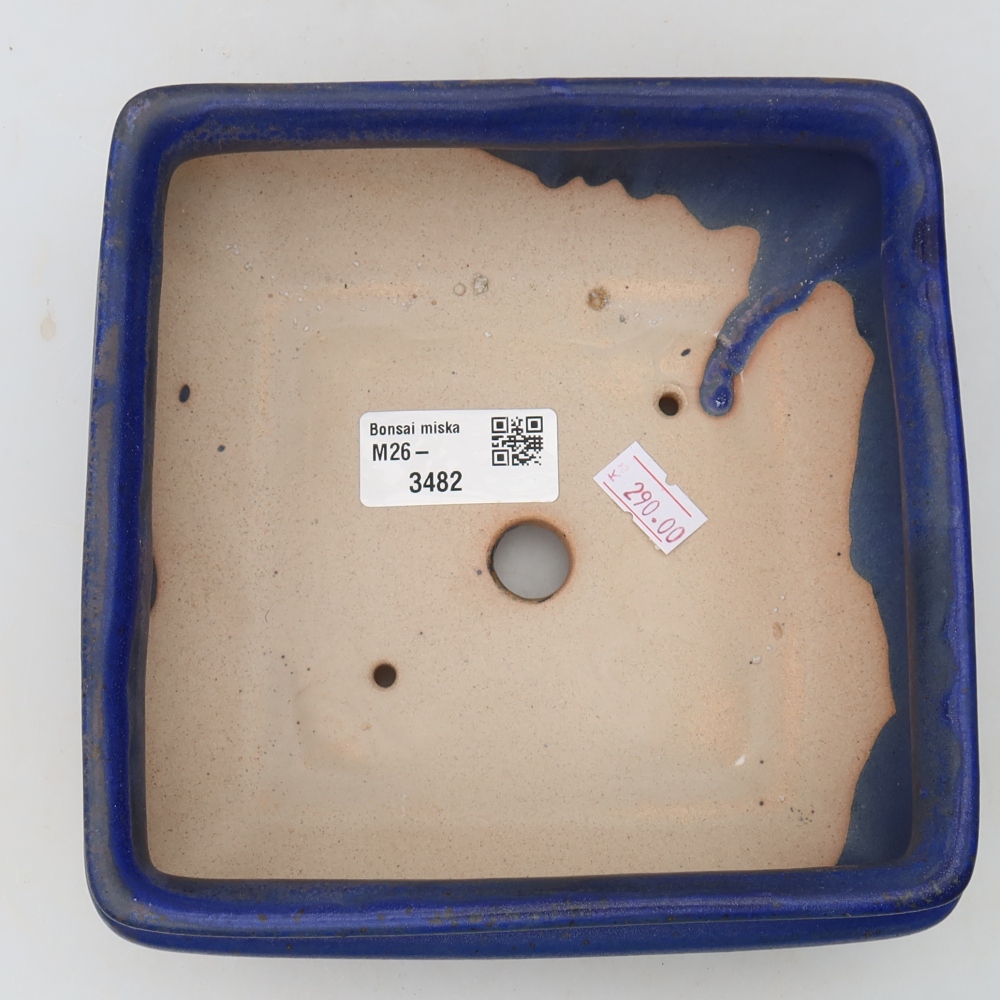 Ceramic bonsai bowl 15,5 x 15,5 x 6 cm, colour blue