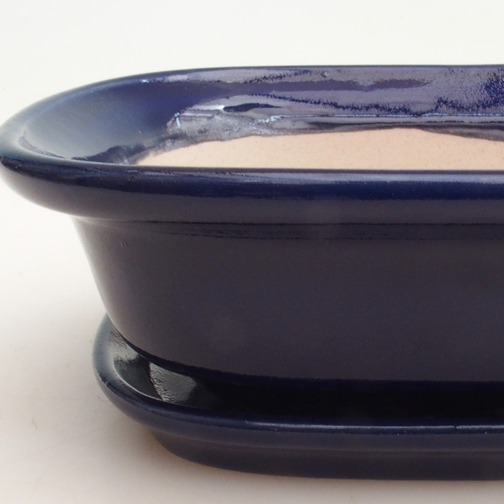 Bonsai bowl + saucer H25 - 23 x 17 x 5.5 cm. - blue