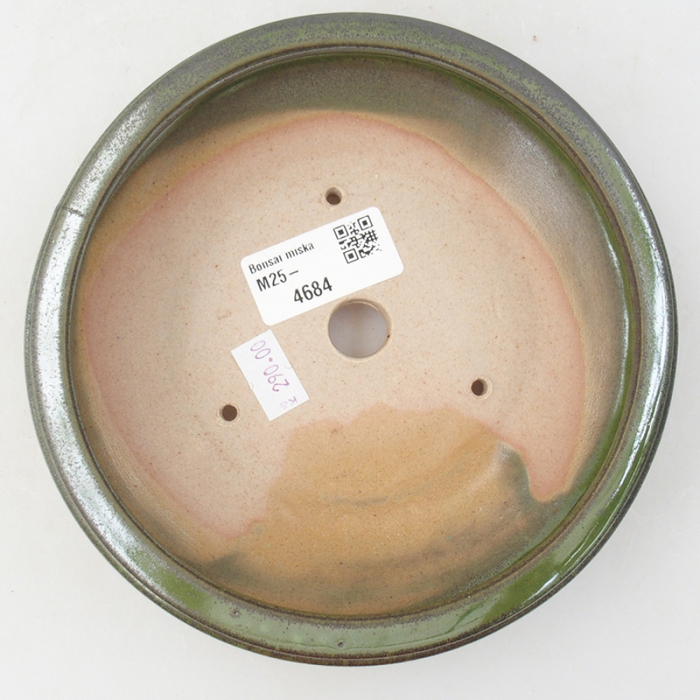 Ceramic bonsai bowl 15,5 x 15,5 x 5 cm, color green