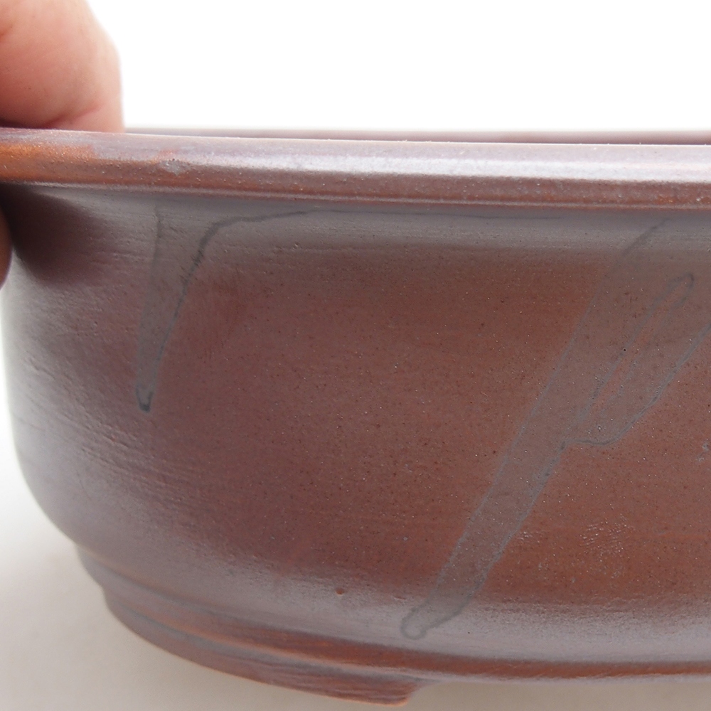 Ceramic bonsai bowl 23 x 19 x 7 cm, metal colour